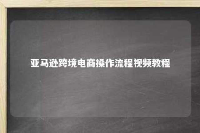 亚马逊跨境电商操作流程视频教程 亚马逊跨境电商入门完整教程