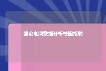 国家电网数据分析校园招聘