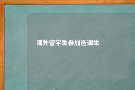 海外留学生参加选调生